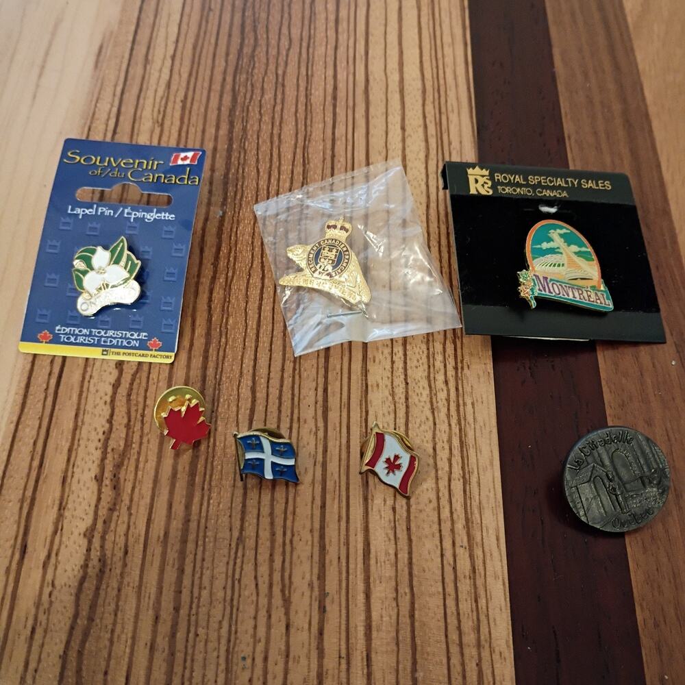 Lot of 7 Canadian Pins Montreal 22nd Regiment La Citadelle Maple Leaf Flag